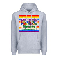 Heather Grey what a beautiful day to respect other people's pronouns  tumbler Premium Hoodie - JahusDesignShop