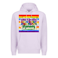 Lilac what a beautiful day to respect other people's pronouns  tumbler Premium Hoodie - JahusDesignShop