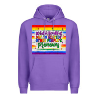 Purple what a beautiful day to respect other people's pronouns  tumbler Premium Hoodie - JahusDesignShop