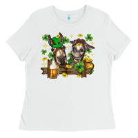 White St. Patrick's Day donkey Ladies Tee - Neo Western