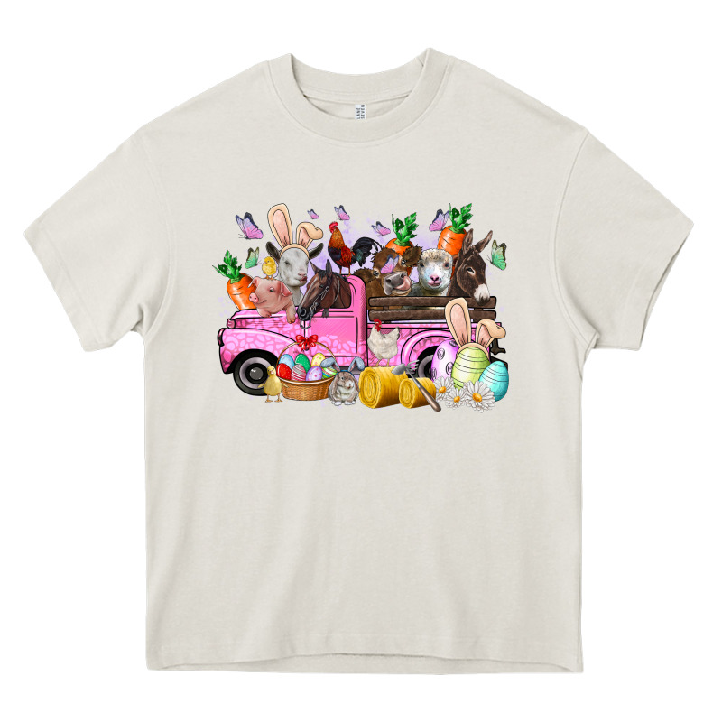 Easter Day Farm Animals Truck Heavy Core Tee by RacoonDesign | Teevron
