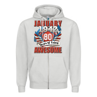 Dove Grey january 1942 80 years of being awesome Zipper Hoodie - Jasminsmagicworld