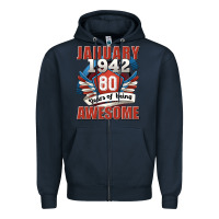 Navy january 1942 80 years of being awesome Zipper Hoodie - Jasminsmagicworld