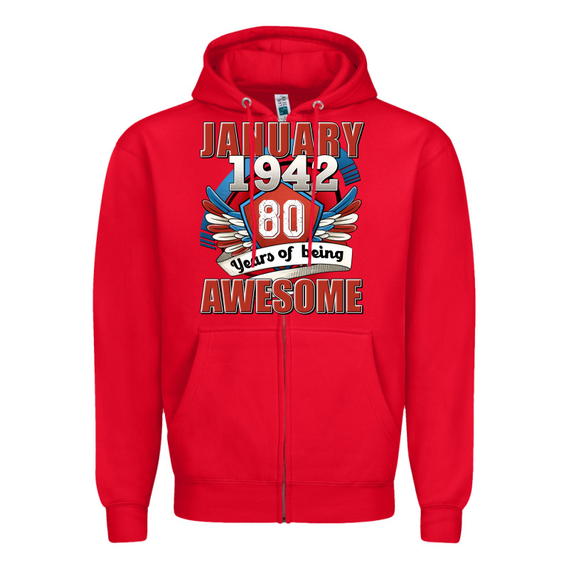 January 1942 80 Years Of Being Awesome Zipper Hoodie by Jasminsmagicworld | Teevron