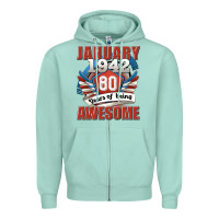 Seafoam january 1942 80 years of being awesome Zipper Hoodie - Jasminsmagicworld