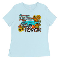 Baby Blue farm fresh pumpkin Ladies Tee - CowhideDigitalArt