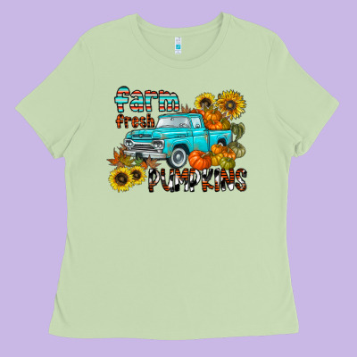 Farm Fresh Pumpkin Ladies Tee Designed By Cowhidedigitalart