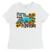 White farm fresh pumpkin Ladies Tee - CowhideDigitalArt