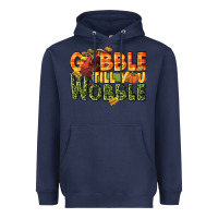 Navy Gobble till you wobble turkey thanksgiving Heavyweight Hoodie - NancyCooperArtShop