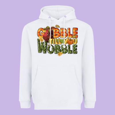 Gobble Till You Wobble Turkey Thanksgiving Heavyweight Hoodie Designed By Nancycooperartshop