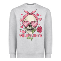 Heather Grey valentine's day skull Heavyweight Sweatshirt - MaliasSmallBusiness
