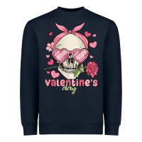 Navy valentine's day skull Heavyweight Sweatshirt - MaliasSmallBusiness