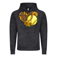 Vintage Black Softball Heart With Sunflowers Vintage Hoodie - LillyAllenDesigns