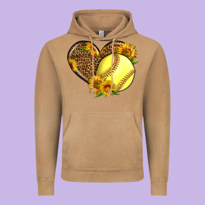 Softball Heart With Sunflowers Vintage Hoodie Designed By Lillyallendesigns