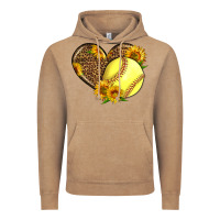 Vintage Coffee Softball Heart With Sunflowers Vintage Hoodie - LillyAllenDesigns