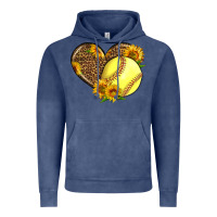 Vintage Denim Softball Heart With Sunflowers Vintage Hoodie - LillyAllenDesigns