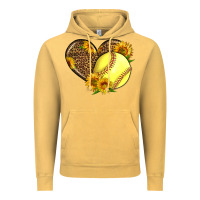 Vintage Mustard Softball Heart With Sunflowers Vintage Hoodie - LillyAllenDesigns