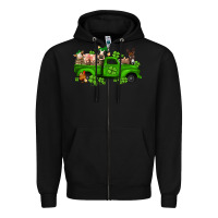Black st patricks farm animals truck Zipper Hoodie - Jasminsmagicworld