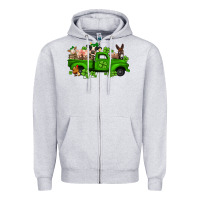 Heather Grey st patricks farm animals truck Zipper Hoodie - Jasminsmagicworld