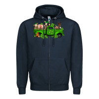 Navy st patricks farm animals truck Zipper Hoodie - Jasminsmagicworld