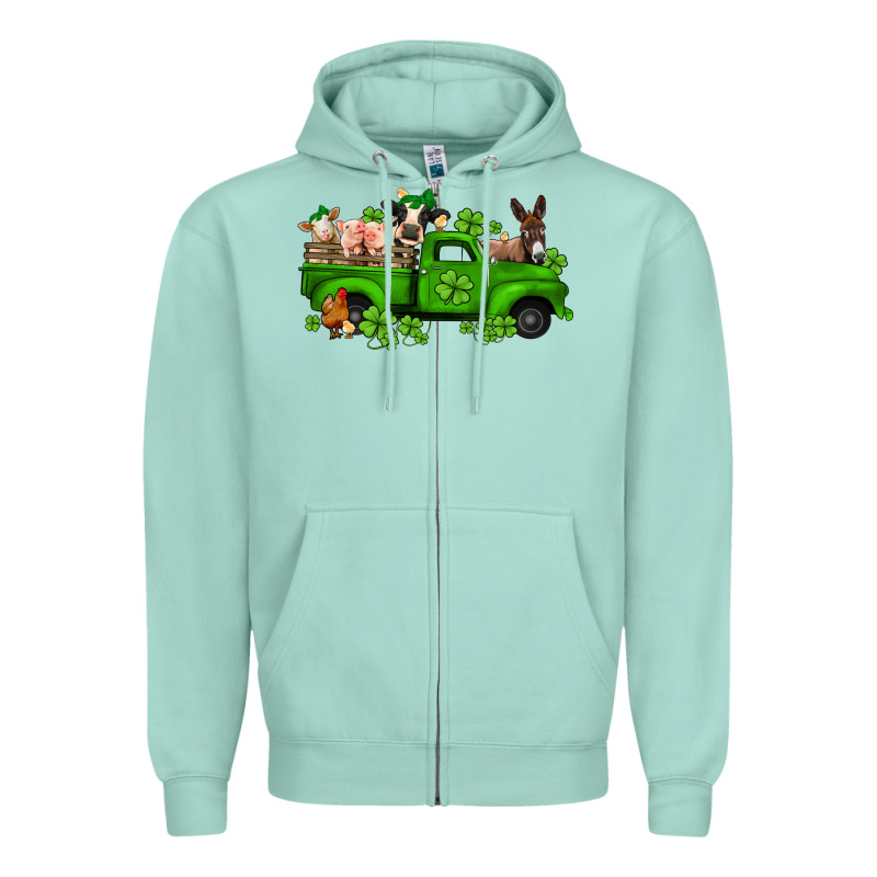 St Patricks Farm Animals Truck Zipper Hoodie by Jasminsmagicworld | Teevron