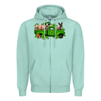 Seafoam st patricks farm animals truck Zipper Hoodie - Jasminsmagicworld