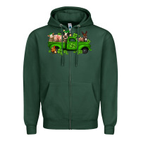 Sports Green st patricks farm animals truck Zipper Hoodie - Jasminsmagicworld