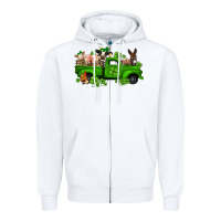 White st patricks farm animals truck Zipper Hoodie - Jasminsmagicworld