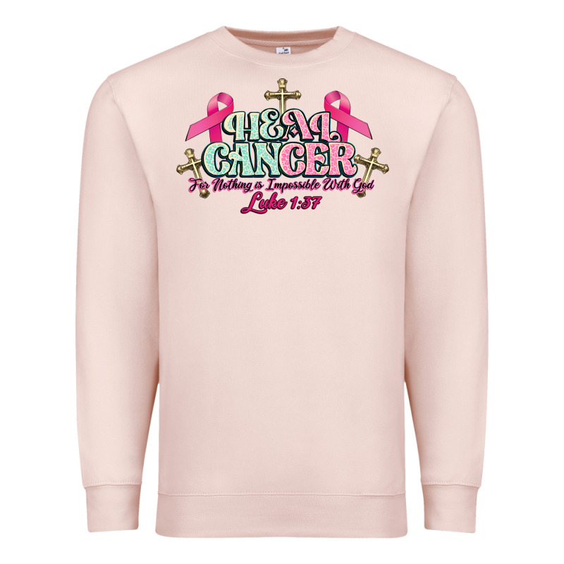 Heal Cancer Luke 1:37 Cross Cancer Awareness Premium Sweatshirt by HowdyJamesFarm | Teevron