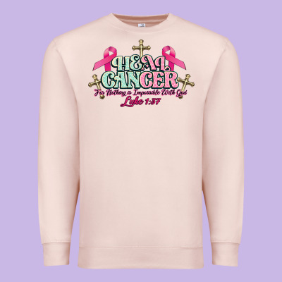 Heal Cancer Luke 1:37 Cross Cancer Awareness Premium Sweatshirt Designed By Howdyjamesfarm