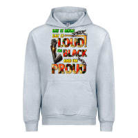 Heather Grey Say it now! say it loud! i'm black and i'm proud Urban Hoodie - FaDigitalArtStudio