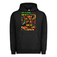 Pigment Black Say it now! say it loud! i'm black and i'm proud Urban Hoodie - FaDigitalArtStudio