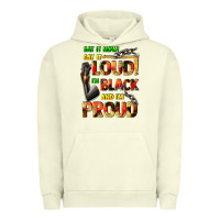 Pigment Pistachio Say it now! say it loud! i'm black and i'm proud Urban Hoodie - FaDigitalArtStudio