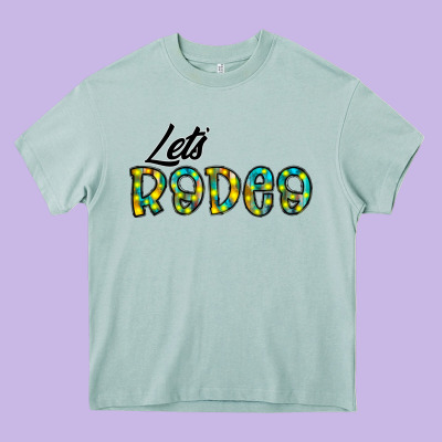 Let's Rodeo Heavy Core Tee Designed By Cowhidedigitalart