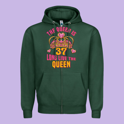 The Queen Is 37 Long Live The Queen Kopya Zipper Hoodie Designed By Jasminsmagicworld