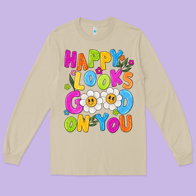 Happy Looks Good On You Long Sleeve Tee Designed By Nancycooperartshop