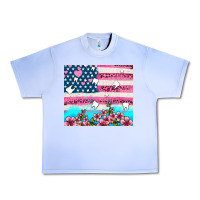 Grape Ice american flag and teeth with flowers Urban Heavy Tee - AdoDesignShop