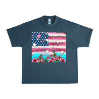 Midnight Navy american flag and teeth with flowers Urban Heavy Tee - AdoDesignShop