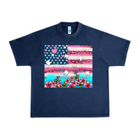 Navy american flag and teeth with flowers Urban Heavy Tee - AdoDesignShop