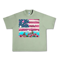Oil Green american flag and teeth with flowers Urban Heavy Tee - AdoDesignShop