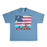 Pebble Blue american flag and teeth with flowers Urban Heavy Tee - AdoDesignShop