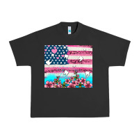 Pigment Black american flag and teeth with flowers Urban Heavy Tee - AdoDesignShop