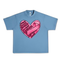 Pebble Blue heart breast cancer Urban Heavy Tee - MaliasSmallBusiness