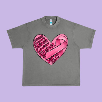 Heart Breast Cancer Urban Heavy Tee Designed By Maliassmallbusiness
