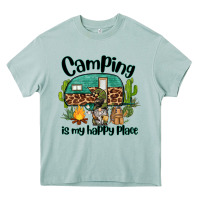Arona camping is my happy place caravan and gnome Heavy Core Tee - BarkalooDesign