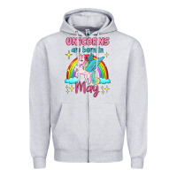 Heather Grey unicorns are born in may Zipper Hoodie - Jasminsmagicworld