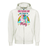 Oatmeal Heather unicorns are born in may Zipper Hoodie - Jasminsmagicworld
