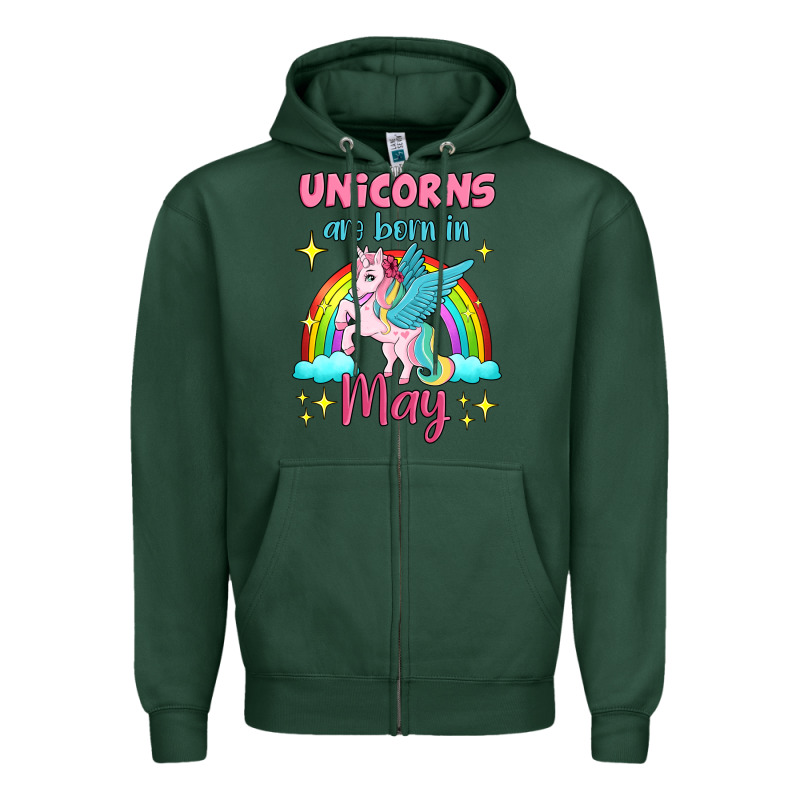 Unicorns Are Born In May Zipper Hoodie by Jasminsmagicworld | Teevron