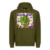 Army Green Mardi Gras Fleur De Lis tumbler Premium Hoodie - HowdyJamesFarm
