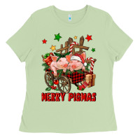 Matcha merry pig mas Ladies Tee - FaDigitalArtStudio